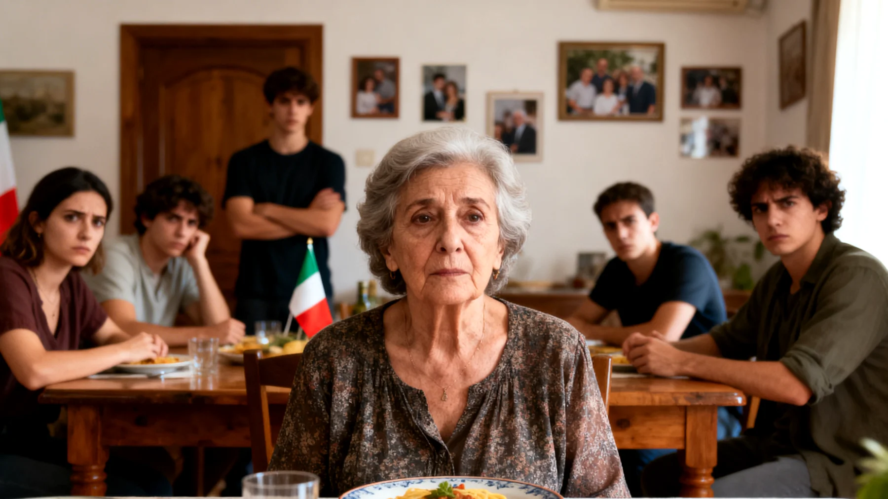 La nonna si trova coinvolta in tensioni ricorrenti con altri membri della famiglia allargata (nuora, genero, zii, cugini) riguardo al ruolo che dovrebbe avere nella vita dei nipoti giovani adulti. Le opinioni divergenti su come supportarli, su quanto spazio dare loro e su chi debba intervenire nelle loro scelte creano conflitti che finiscono per mettere i nipoti in una posizione scomoda, divisi tra lealtà familiari diverse."