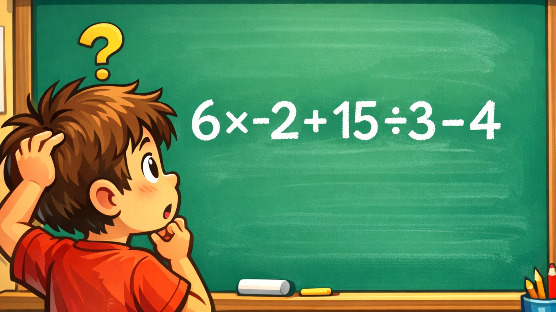 Quanto fa 6 × -2 + 15 ÷ 3 - 4? Solo i veri geni rispondono senza sbagliare, tu ci riesci?"