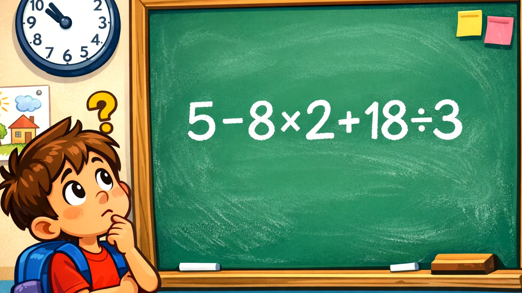 Quanto fa davvero 5 - 8 × 2 + 18 ÷ 3? Il 90% sbaglia: solo le menti geniali rispondono subito"